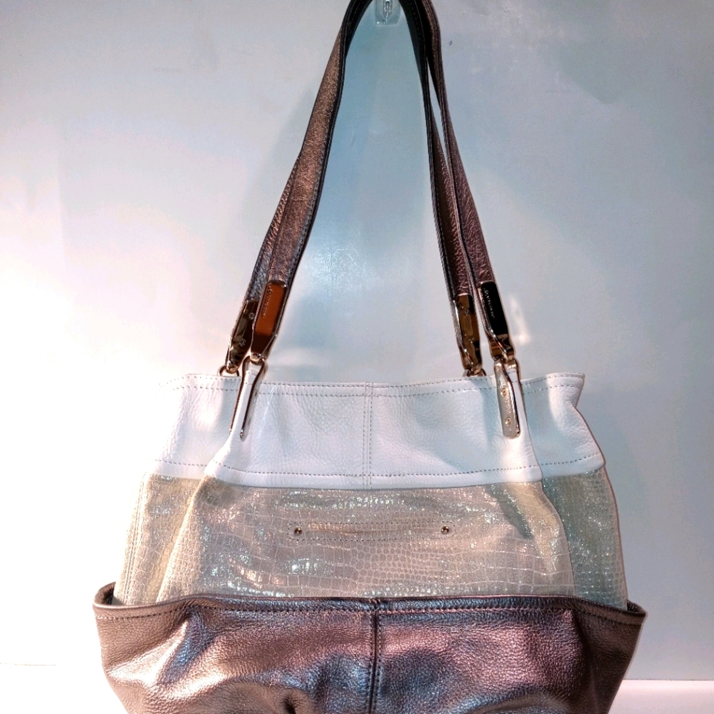 B. Makowsky Metallic Color Block Tote Bag - image 2
